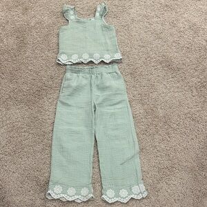 Rachel Zoe Kids Set in Mint Green with White Details